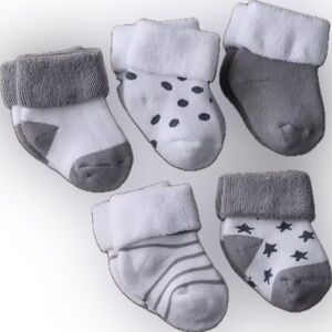 Cozy Kids' Socks Set - Gray and White New 0-4 months